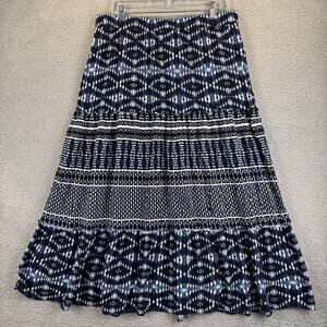 Lane Bryant Tiered Skirt 14 16 Beachy Coastal Batik Tribal Flowy Elastic 2020